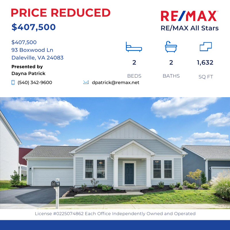 PatrickTeam's tweet image. Maintenance-Free, One-Level Living at Daleville Town Center! This Draper Cottage sits on a quiet sidewalk lined street, which connects to th...

Click here for details:
remax.com/VA/DALEVILLE/h…