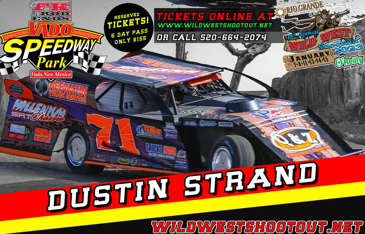 WildWShootout's tweet photo. North Dakota's Dustin Strand is eager to make his return to the Rio Grande Waste Services Wild West Shootout on Jan. 7-15 at @FKRodEnds @VadoSpeedway

Save money on reserved ticket packages today at https://t.co/tgQlYLPBy9 #BeThere https://t.co/yTDuFKD7qi