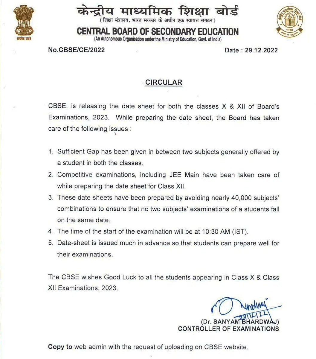 CBSEWaleBhaiya's tweet photo. #CBSE releases datesheet for Class 10,12 board exams. 10th exams from 15th February till 21st March. 12th exams from 15th February till 5th April.

Link: https://t.co/16iJWVF6S3 https://t.co/zOl7XhDOU2