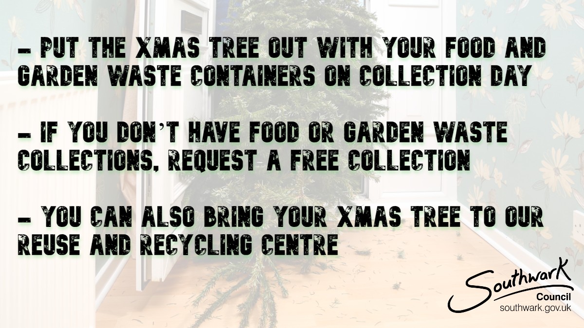 Lewisham / Southwark Christmas tree recycling / bin collections NEWS