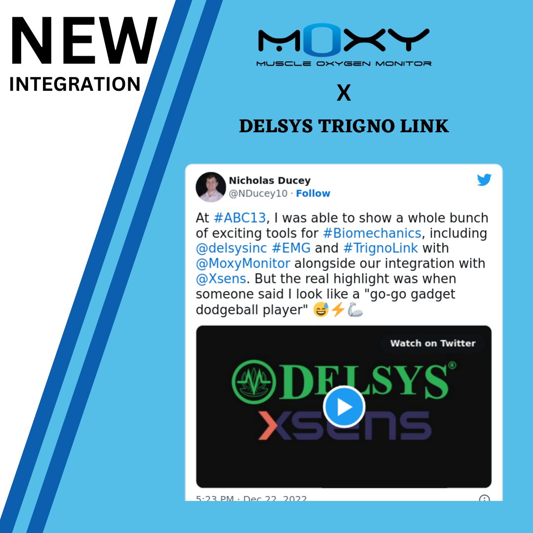 MoxyMonitor's tweet photo. 🚨 NEW Integration Alert 🚨
Now, with Moxy Monitor integrating with the Trigno®️ Link, powered by Delsys, coaches can collect data on muscle oxygenation from multiple channels at the same time!
#delsys #integration #moxymonitor #performancetraining https://t.co/uoh6ZGZ0Q1
