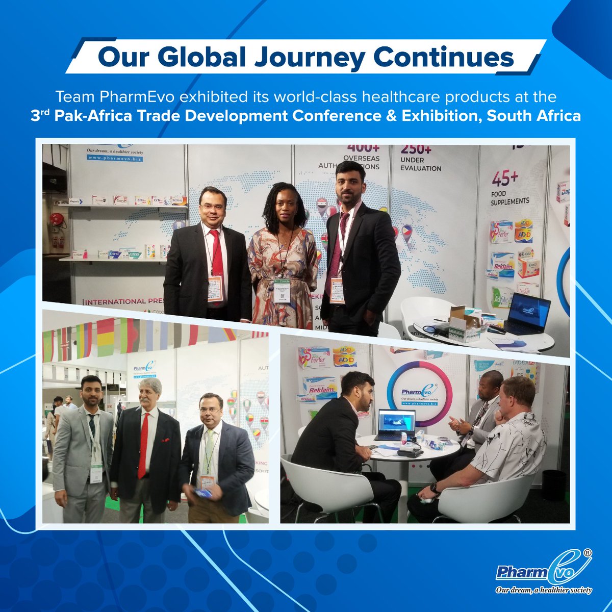 PharmEvo's tweet photo. PharmEvo international business team successfully showcased our top-of-the-line healthcare products at the 3rd PATDC in South Africa. A big leap towards exploring business opportunities beyond national borders.

#PATDC #PharmEvo #healthcare https://t.co/7th32xLvW5