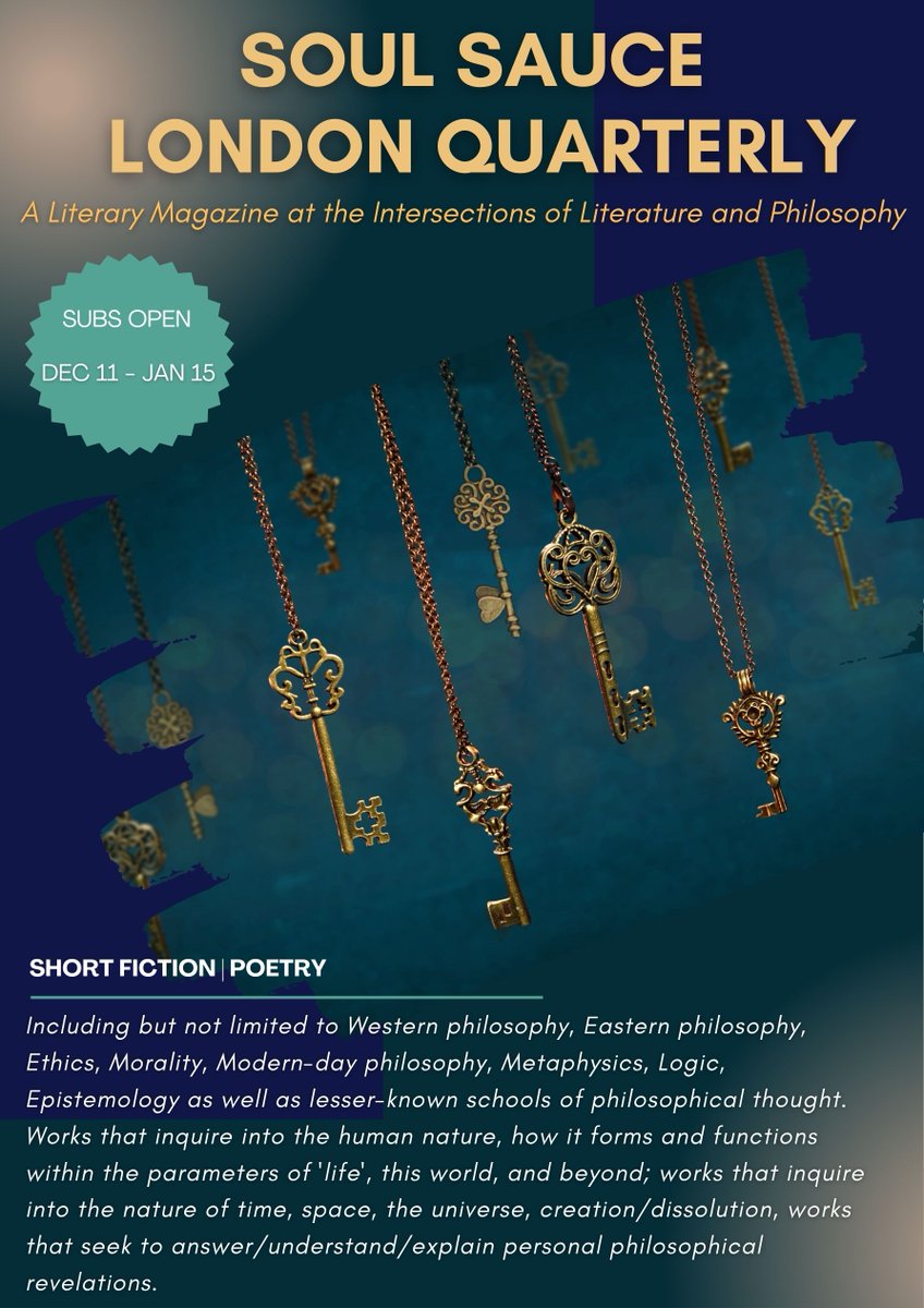 SauceQuarterly's tweet photo. Hello #writers!
Do you have short fiction or poetry that deal with #philosophical themes?
We want it!
SSLQ is a #newlitmag at the intersections of #philosophy and #literature
👉🏻https://t.co/0HKsNW5ATy
#WritingCommunity #writersoftwitter #writerslift #writersoftwitter #writing https://t.co/LTfQpKvx2z