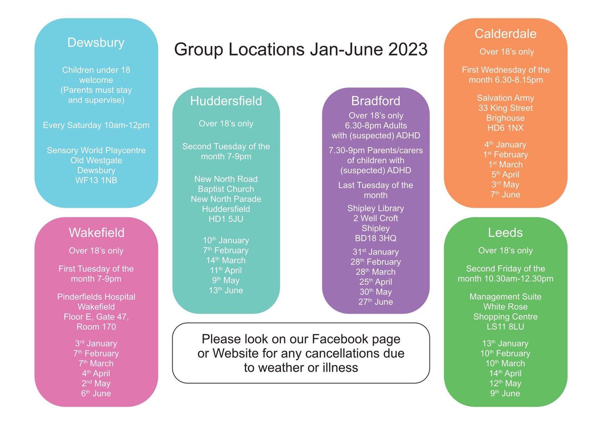 New dates have been confirmed for all of our peer support groups in the new year.