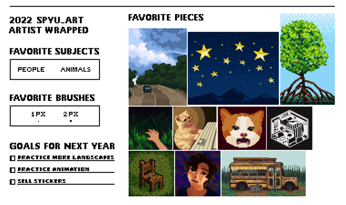 spyu_art's tweet photo. these are just a few but it's crazy how much art i made this year! can't wait for more in 2023 😁 https://t.co/MYZ7dzhdCL