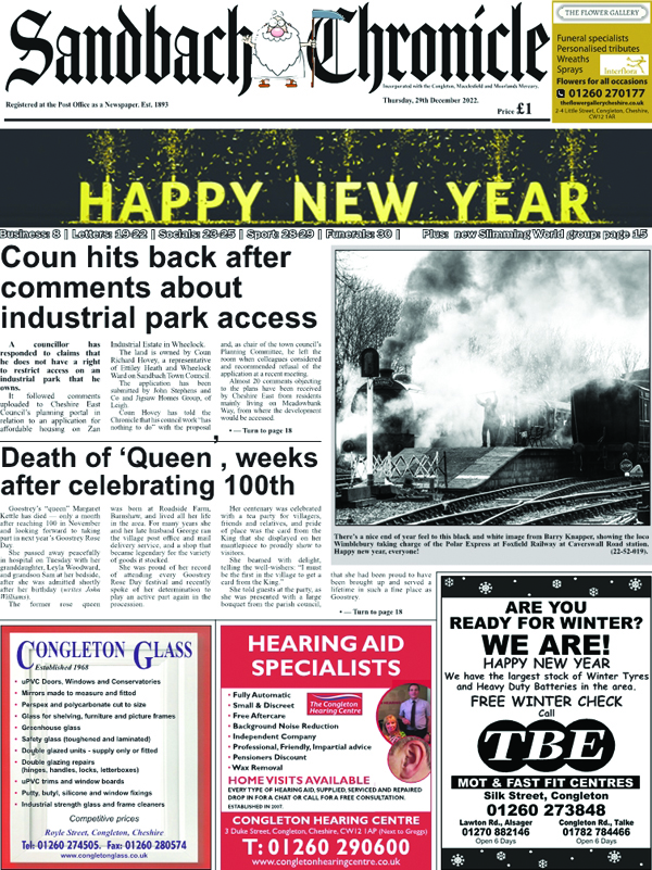 The Chronicle is on sale today, only £1. No end of year round-ups or fillers for New Year - it's all news, news, news! Make sure to buy a copy today.