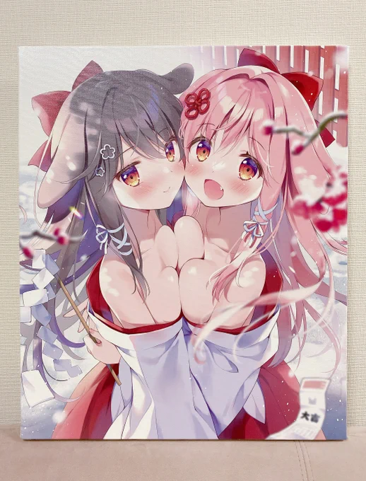 巫女服キャンバスアート!こちらに直筆サイン入れてお渡ししますむぎゅ～～～ 