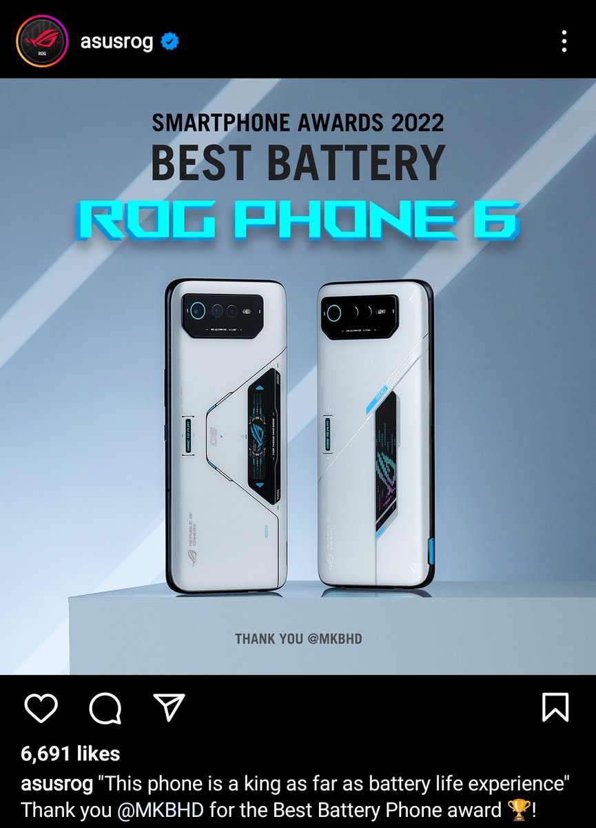 TechTicTok1's tweet photo. Keeping the buzz alive 🔥 Making mark as usual ❤️ This time from #MKBHD 🏆
#BestBattery #ROGPhone6 & #BestSmallPhone #ASUS #Zenfone9 #Tech #Awards https://t.co/3fLysFjpAP