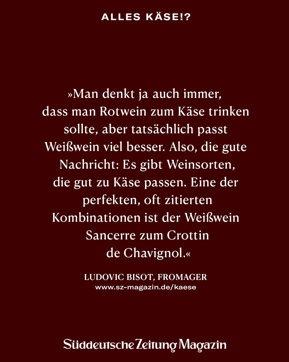 szmagazin's tweet photo. Passt Rotwein wirklich gut zu Käse? Wir haben mit dem Fromager Ludovic Bisot aus Frankreich gesprochen – und erfahren, was eine wirklich gute Käseplatte ausmacht (SZ Plus):https://t.co/Lwmhkn57QZ https://t.co/Fel27QsAol