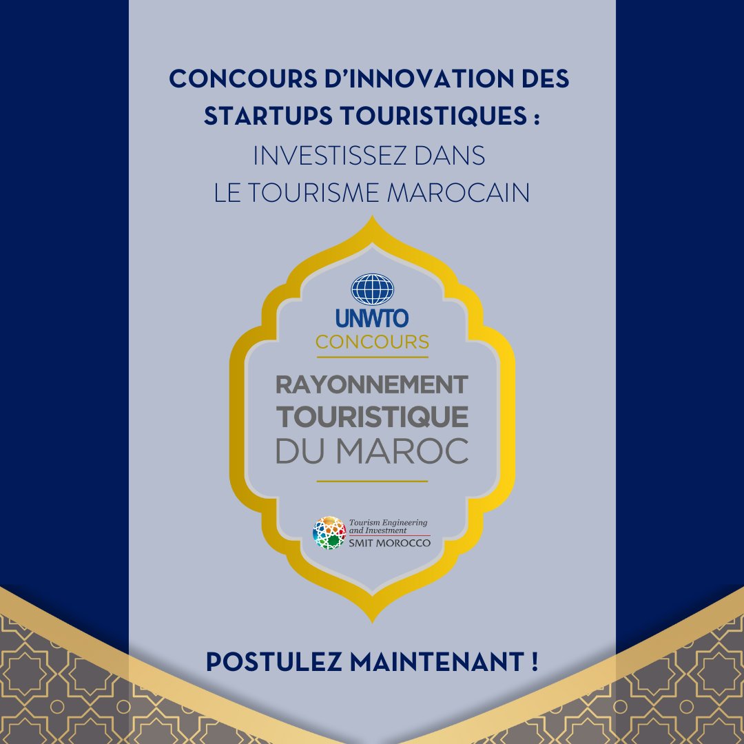 UN Info.Centre Rabat (@cinurabat) on Twitter photo Ce concours d'<a href="/UNWTO/">UN Tourism</a> vise à encourager les Startups du #Maroc à présenter leurs idées pour innover le secteur du tourisme 🇲🇦 en un secteur digital plus durable, inclusif et résilient.
<a href="/Visit_Morocco_/">Visit Morocco</a> <a href="/MarocDiplomatie/">Maroc Diplomatie 🇲🇦</a> <a href="/moroccotourism1/">Tourism Morocco</a>
Inscriptions:👉tinyurl.com/4awd43rc Ce concours d'<a href="/UNWTO/">UN Tourism</a> vise à encourager les Startups du #Maroc à présenter leurs idées pour innover le secteur du tourisme 🇲🇦 en un secteur digital plus durable, inclusif et résilient.
<a href="/Visit_Morocco_/">Visit Morocco</a> <a href="/MarocDiplomatie/">Maroc Diplomatie 🇲🇦</a> <a href="/moroccotourism1/">Tourism Morocco</a>
Inscriptions:👉tinyurl.com/4awd43rc