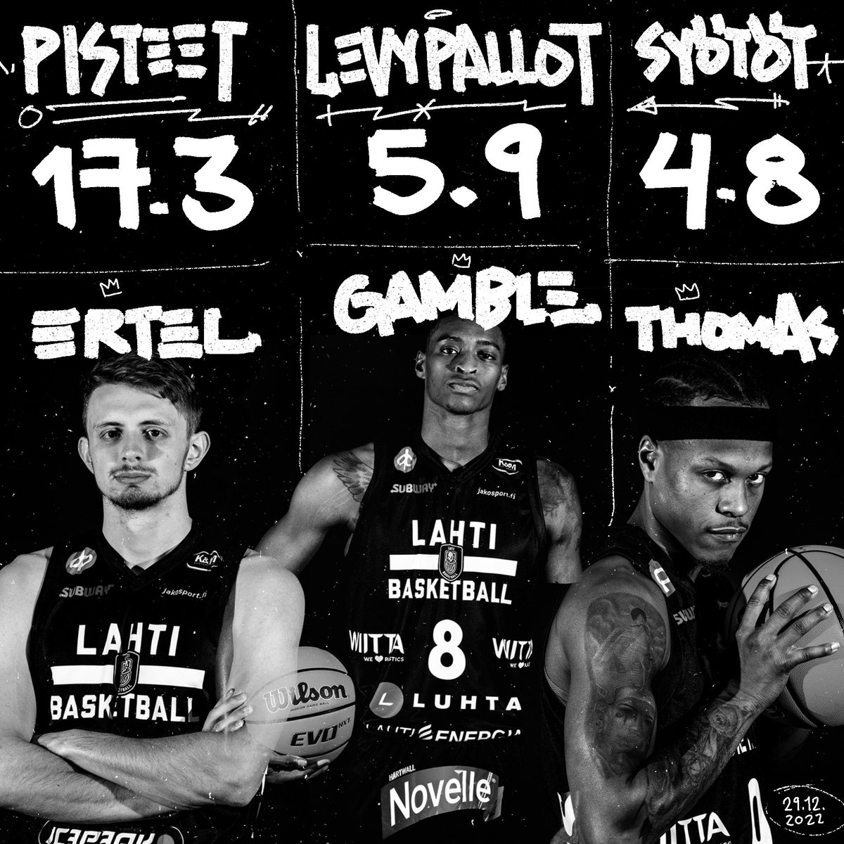 📆 Lahti Basketball pelaa vuoden 2022 viimeisen ottelun huomenna <a href="/KatajaBasket/">Kataja Basket</a> vieraana. 

🖥️ OP Päijät-Hämeen tarjoama otteluennakko luettavissa lahtibasketball.fi

📺 ottelu katsottavissa <a href="/RuutuUrheilu/">Ruutu Urheilu</a> 

#lahtibasketball 
#korisliiga 

📸: <a href="/sellekhanks/">SELLEKHANKS</a>
