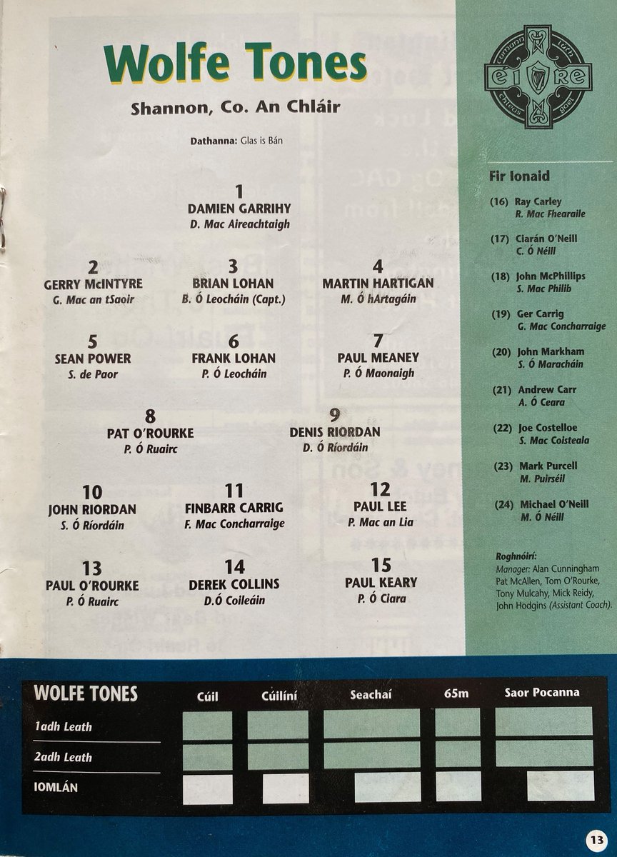 ProgrammesGaa's tweet photo. 1997 All-Ireland Club Hurling Semi-Final; Ruairí Óg (Cushendall) v. Wolfe Tonnes (Shannon) https://t.co/Bp5Fq65w1X