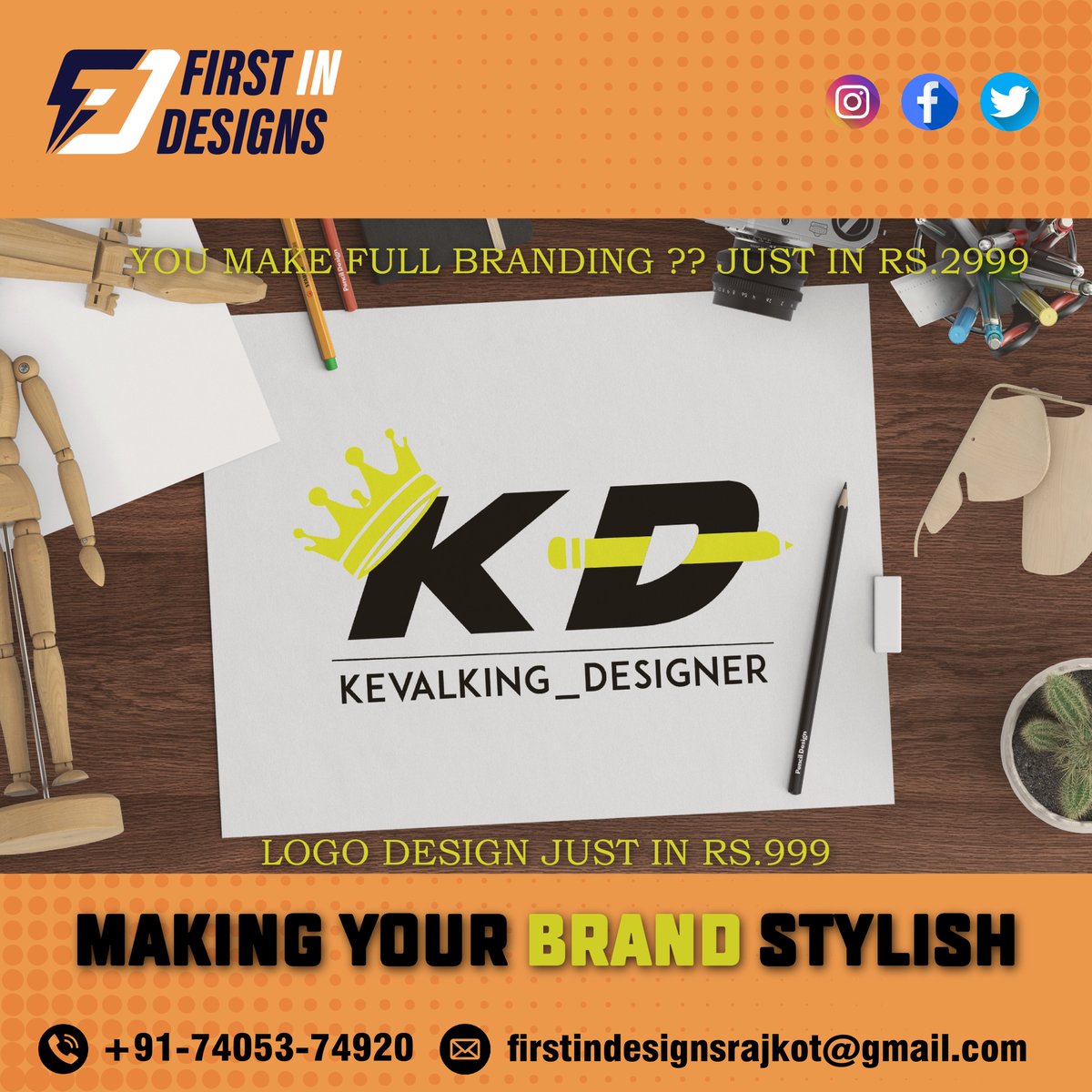 KevalkingD's tweet photo. logo design just in Rs.999 🔥💯
#Logo #LogoDesign #logomaker #logodesigns #logos #logodesigner #branding #brand #Brandenburg #GraphicDesign #graphiccontent #Graphic #graphicdesigners #design #designer #DESIGNCOMMISSION #designs #RAJKOT https://t.co/ndi57Te9hx