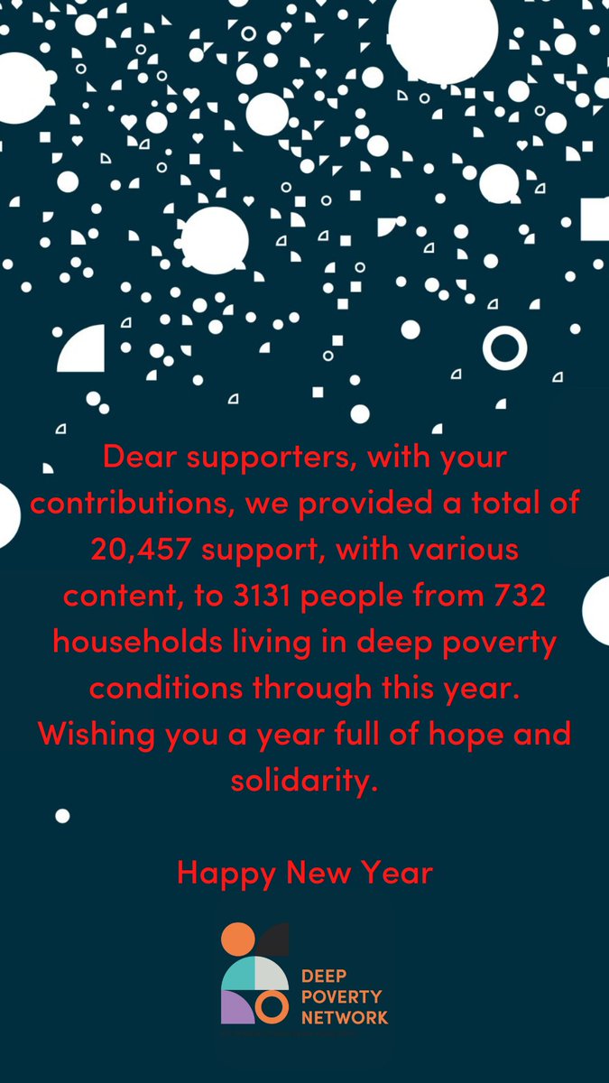 Dear supporters, with your contributions, we provided a total of 20,457 support, with various content, to 3131 people from 732 households living in deep poverty conditions through this year.
Wishing you a year full of hope and solidarity,
Happy New Year🎉🥳