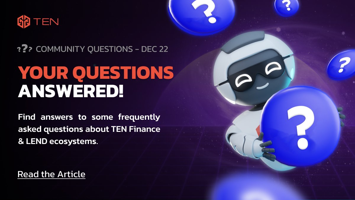 TENfinance's tweet photo. 📗Recent FAQs for the #TENFinance Platform!📗

🔥Find answers for important questions going into 2023!

💡@TENfinance answered some important questions from our loyal community!

📖Read our responses here:🧐
👉 https://t.co/D46bHlXv0G

#BNBChain #DeFi #TENFI https://t.co/3pwTfFeejM