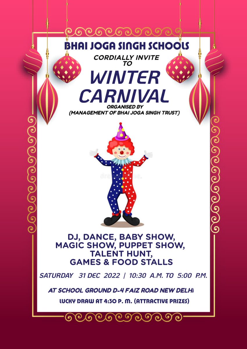 BhaiJogaSinghPS's tweet photo. Bhai Joga Singh Public School is organising winter carnival for students in which students will enjoy and have a lot of fun.
#merrychristmas #2022year #fun #enjoyeverymoment #togetherness #talent #CBSESchool #bestschool #bjsps https://t.co/mFEOsiEq8D