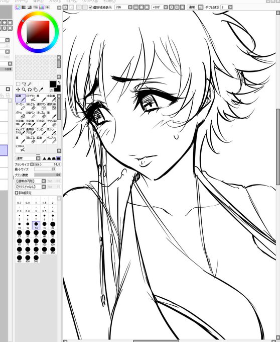 描き納め絵を急いで作成中… 