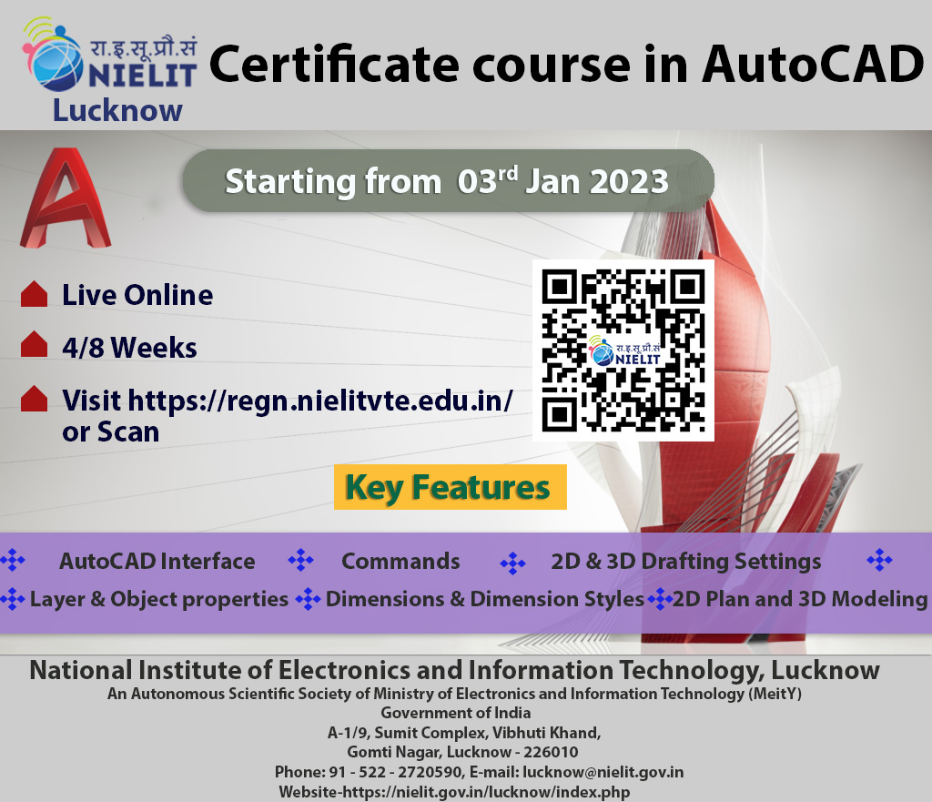 LNW_NIELIT's tweet photo. NIELIT Lucknow is starting 4/8 Weeks duration AutoCAD (Online Mode) course from 03-Jan-2023.For more information visit https://t.co/BI9GsUGDQQ https://t.co/p5WN9pYsP0