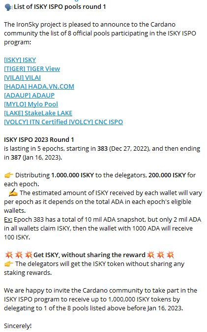 VOLCY stakepool ITN Certified. tweet media