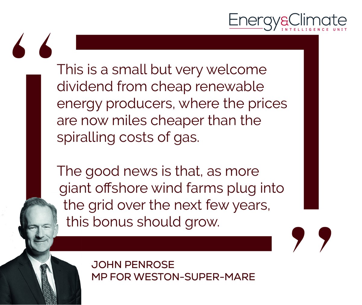 🗓️ ECIU in 2022 🗓️

In August, ECIU analysis showed wind power ‘bonus’ could cut bills by

✂️ £25 this winter
✂️ £45 next winter

'Contracts for Difference' wind farms will ⬇️ household bills quicker, starting this Oct.

bit.ly/3BCxXjG
<a href="/JohnPenroseNews/">John Penrose</a>👇🏻