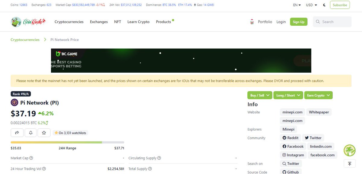 TAVISA99's tweet photo. Right after Coinmarketcap, Pi Network is now on Coingecko. An insane day.
#PiNetwork #PiPayment #PiConsensus #PiChainMall #TwitterAcceptPiNetwork #picoin #pioneers #TwitterPiPayment #Huobi #CoinGecko #CoinMarketCap https://t.co/kI0NX9iTsj