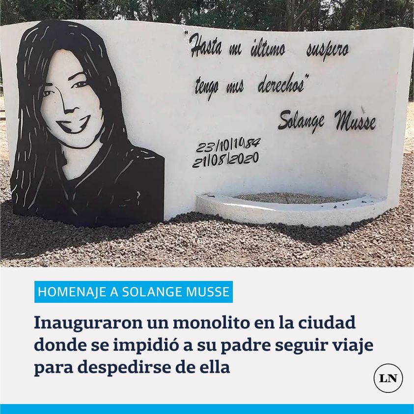 MattoneFabian's tweet photo. MURIÓ DE CÁNCER EN 2020 Y SU PADRE NO PUDO DESPEDIRSE
En Huinca Renancó, al sur de Córdoba, se inauguró un memorial en honor a Solange Musse, la joven q falleció de cáncer en plena pandemia de Covid-19 sin poder despedirse de su padre por las restricciones de  circulación. https://t.co/TPR009wj0n