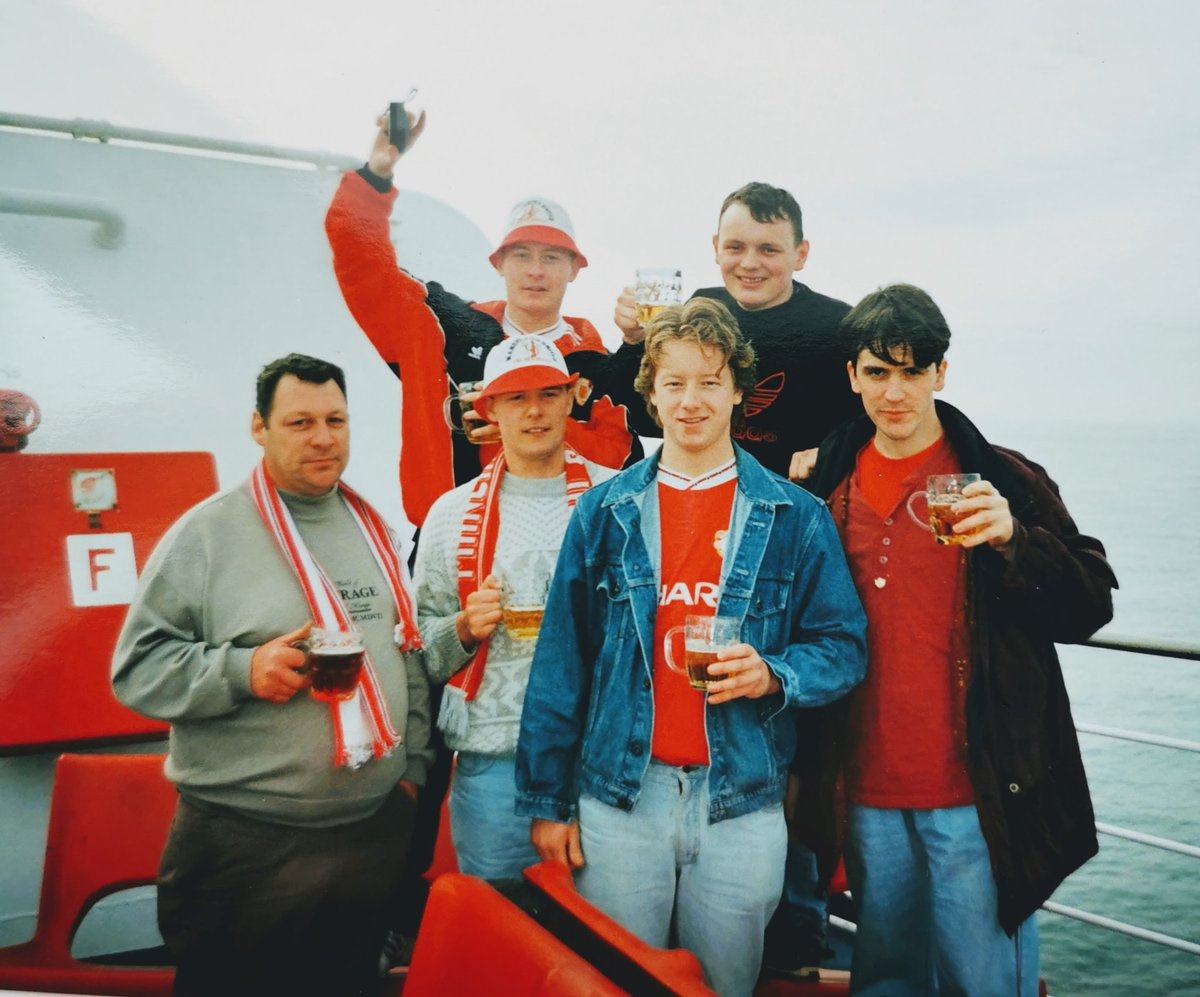 chrishutd's tweet image. #realchangemcr on the ferry to rotterdam and in the ground and at Wembley league Cup final 1992