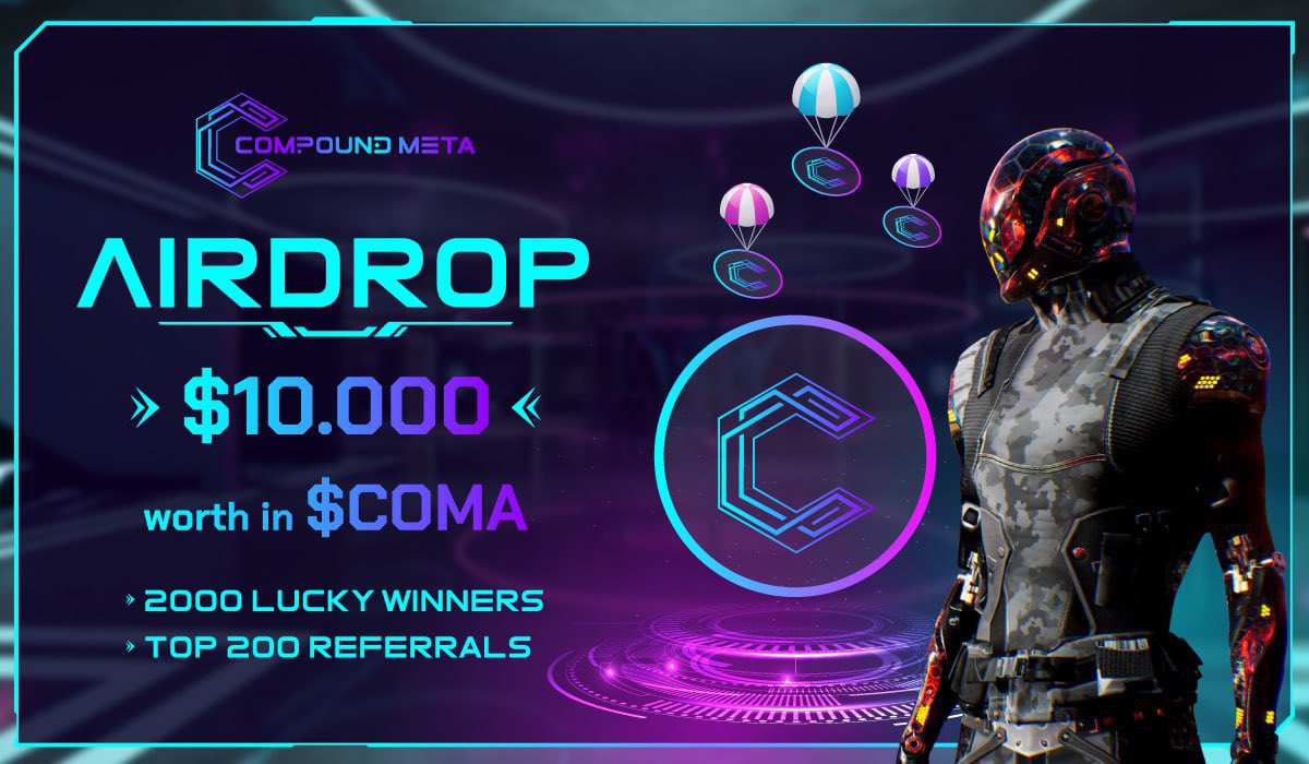 AirdropHorizon's tweet image. 🪂 Airdrop: Compound Meta
💰 Reward: 260 $COMA (~$5)
🚀 Distribution Date: After TGE
🏆 Winners: 2,000 Random &amp;amp; Top 200

🤖 Airdrop Bot: t.me/CompoundMetaOf…
🌐 Details: t.me/AirdropHorizon…

#CompoundMeta #COMA #Airdrop #Crypto #Airdrops #Giveaway #BSC