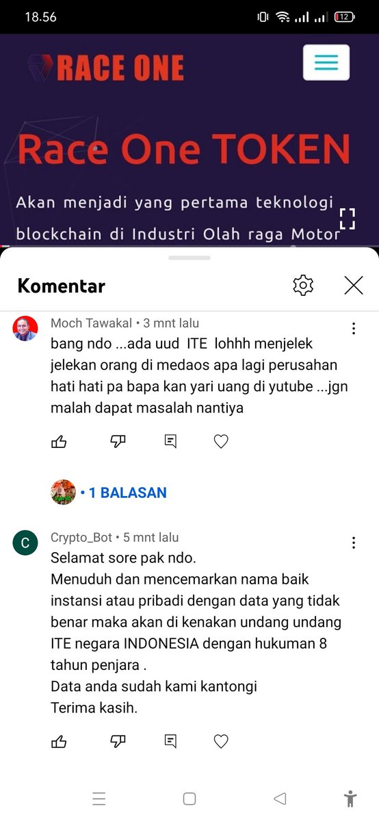 cryptondo's tweet photo. Token dari Indo, project nya nyari orang awam untuk beli token Race One, tpi pada dasarnya ini grafik udah turun dibawah bngt.

Ada orang yg ngancem UU ITE 😂 kok kocak yak 🤭

Itu takut kebongkar ya kedok skema Ponzi nya 🤭 #raceone https://t.co/U0078dF0wr