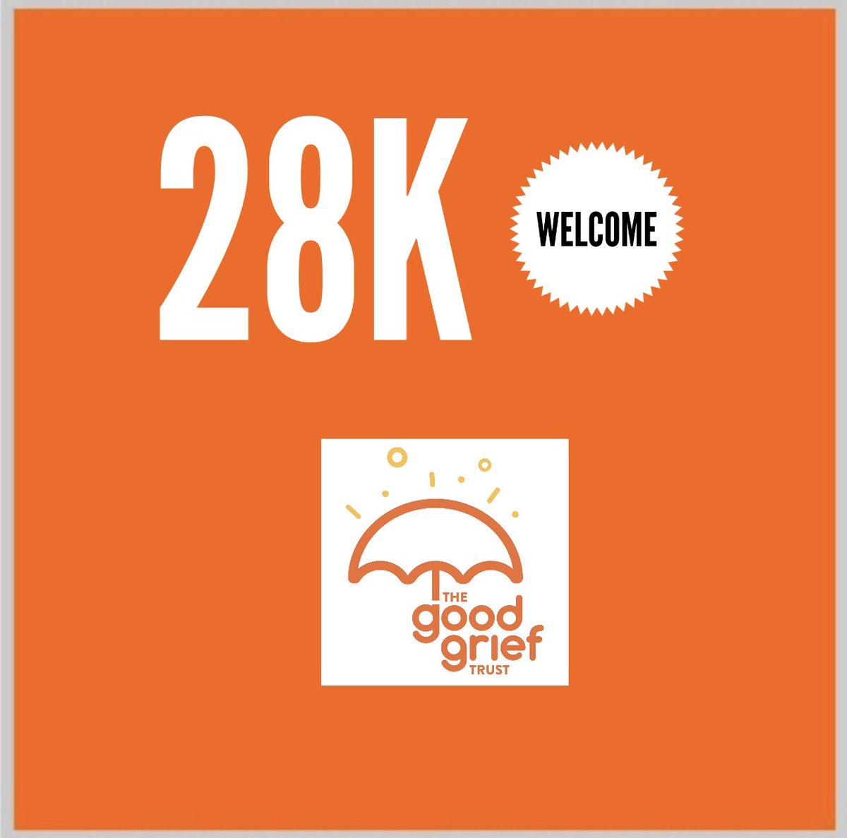 lindamagTV's tweet photo. This month we reached over 28,000 followers on Twitter @goodgrieftrust 

Welcome to our community. 

Every minute of every day someone is bereaved in the UK &amp; may need help &amp; support.

Pls know you are not alone in your grief &amp; that we can offer help &amp; hope in one place 🧡☂️ https://t.co/ez8mGzGLSY