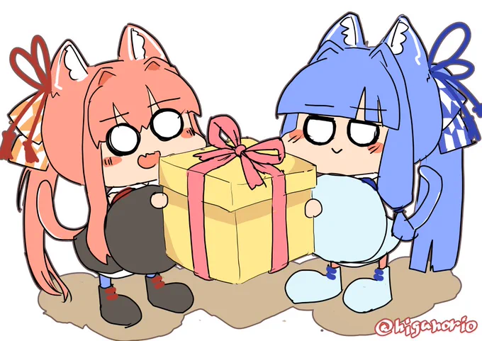 プレゼントをくれるネコ姉妹ちゃんです 