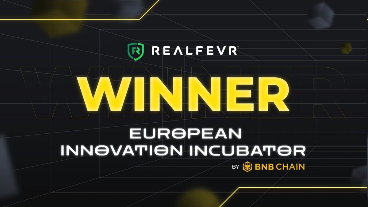 We are proud to annouce that we have won the <a href="/BNBCHAIN/">BNB Chain</a> European Incubator Program! 🏆

Over 520 projects registered within Europe, with 31  participating and 8 winners selected, after weeks of extensive review. 👏

This will help RealFevr to grow and expand in the #web3 space! 🚀