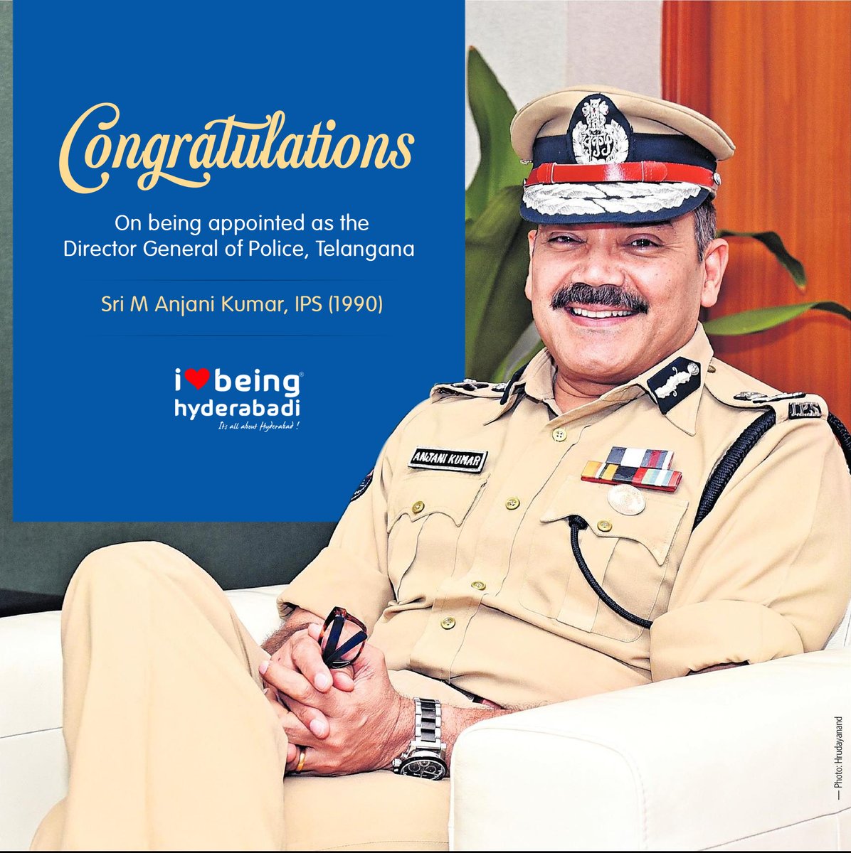 official_ilbh's tweet photo. Many Congratulations Sir @Anjanikumar_IPS 💐
#Hyderabad #anjanikumarips #Telangana #ilovebeinghyderabadi https://t.co/ItOQMRtwYI