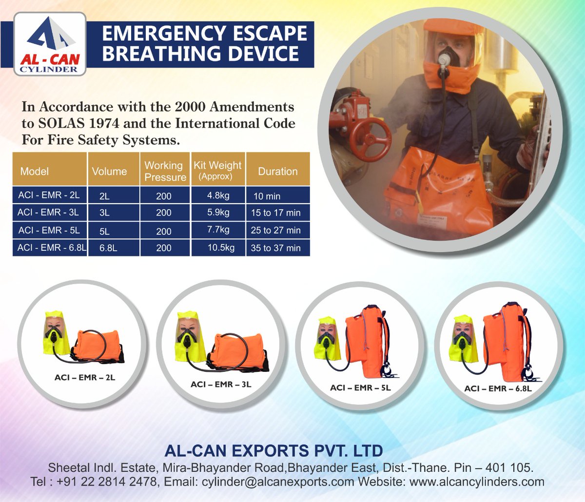 alcancylinders's tweet photo. Emergency Escape Breathing Device

Emergency escape breathing devices are only used to provide personal breathing protection when escaping from a compartment with a hazardous atmosphere.
It has a pressure gauge on the cylinder to indicate the cylinder pressure. https://t.co/HaYReyz1yJ