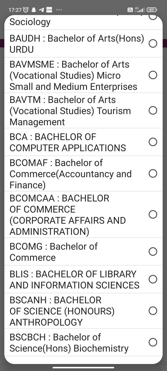 ChiragV73973635's tweet photo. Why BCOM (F &amp; CA)  is missing in ignou addmission form . What our @ICAICMA  is doing ? What about those students who couldn't went to regular college believing that there is cma specified course of ignou? Mostly every company needs bachelor's degree now. @indCMAs @AICMAA https://t.co/pIVHkXPjj7