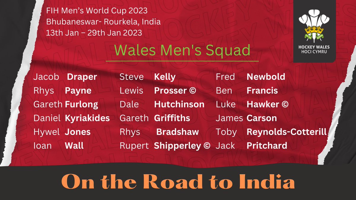 📢 SQUAD ANNOUNCEMENT! 📢

The start of our men’s first ever World Cup is less than a month away so it is time to officially meet our squad who will be travelling to India 💪 🏴󠁧󠁢󠁷󠁬󠁳󠁿

Congratulations to all players and coaches! 🎉 👏
