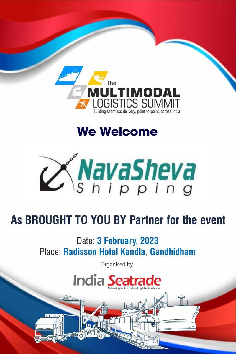 NavashevaL's tweet photo. NAVASHEVA SHIPPING PRIVATE LIMITED is delighted and proud to be a part of the upcoming Multimodal Logistics Summit, organized by India Seatrade News!
#Conference #shipping #logistics #seminar https://t.co/wkGJKfeLCB