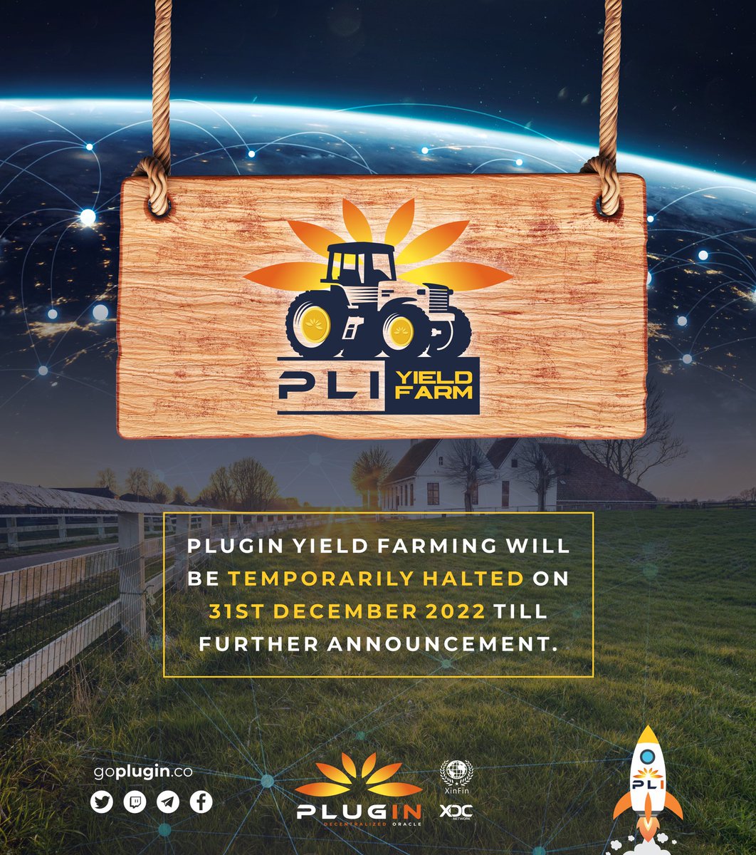 GoPlugin's tweet photo. Dear all,
We thank you for your excellent response to #PLIYF. Since, the staking has exceeding the expected numbers, further staking will be halted on 31st of December 2022.
Please keep following us for further announcements in this regard.
#WeAreXDC #PluginOnXDC #BuiltOnXDC https://t.co/FMsKY7BsZ3