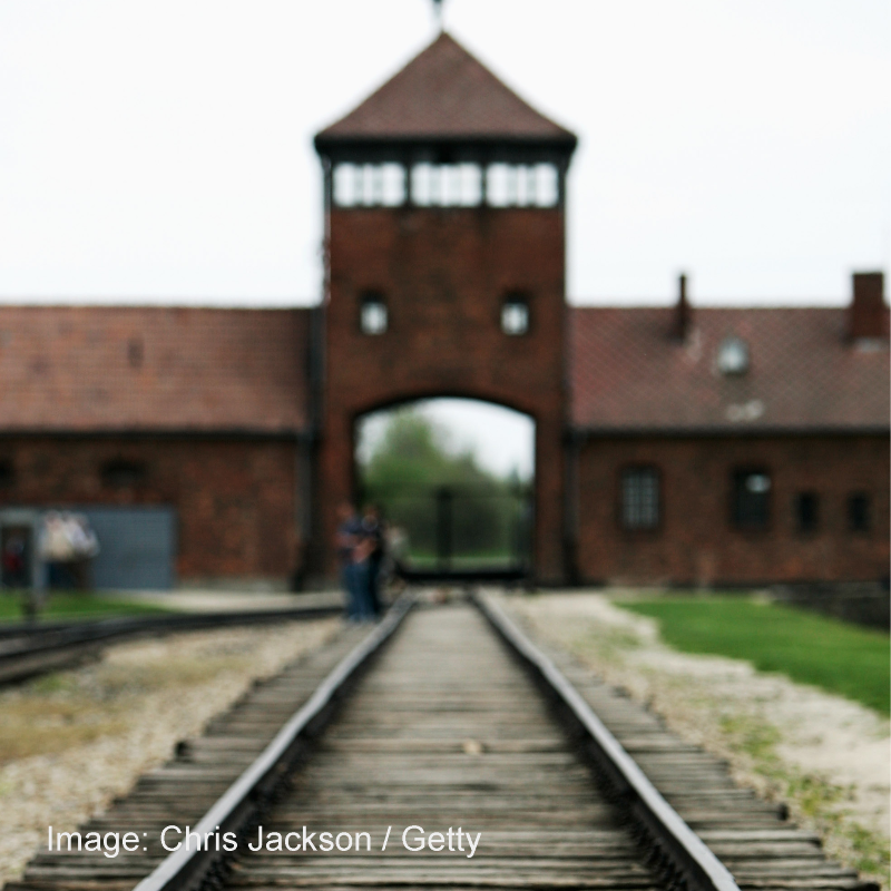 HMD_UK's tweet photo. #OnThisDay in 1945, Auschwitz-Birkenau, the largest Nazi concentration and extermination camp, was liberated.

Approximately 1.1 million people were murdered at Auschwitz-Birkenau, and over 90% of them were Jewish.

We now mark #HolocaustMemorialDay on this anniversary.
