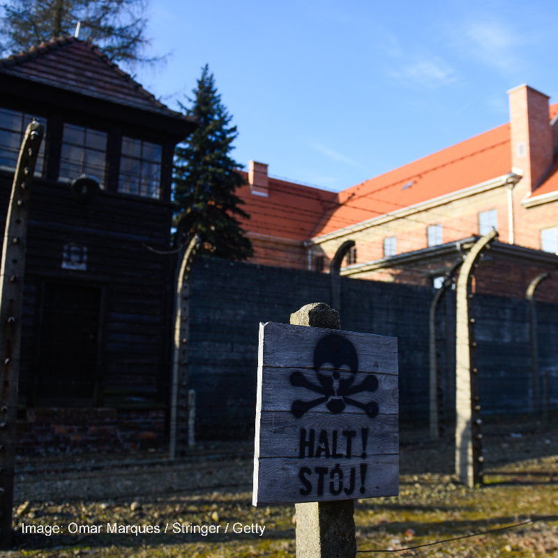 HMD_UK's tweet photo. #OnThisDay in 1945, Auschwitz-Birkenau, the largest Nazi concentration and extermination camp, was liberated.

Approximately 1.1 million people were murdered at Auschwitz-Birkenau, and over 90% of them were Jewish.

We now mark #HolocaustMemorialDay on this anniversary.