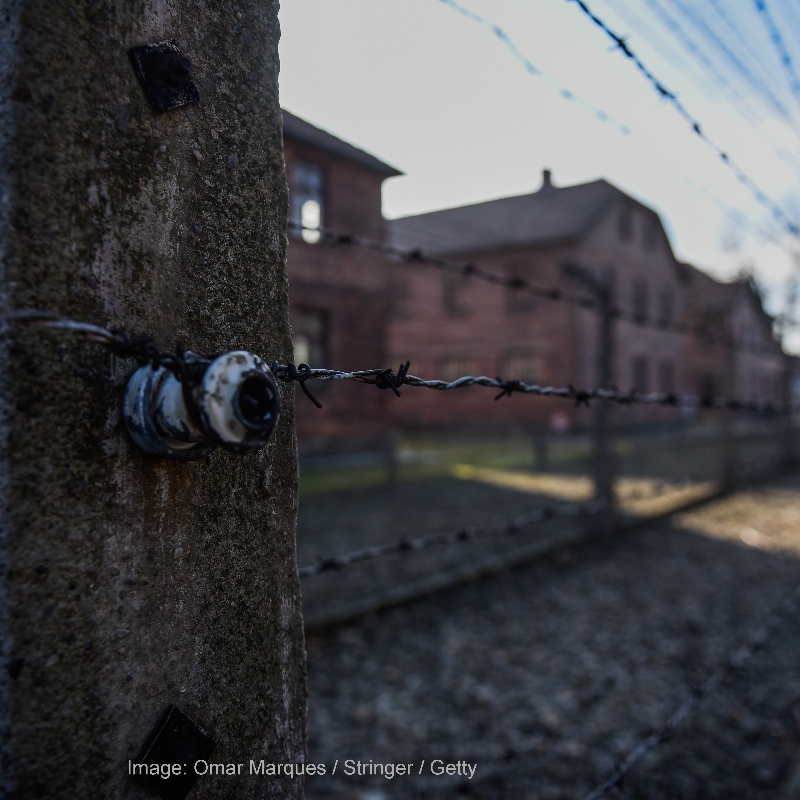 HMD_UK's tweet photo. #OnThisDay in 1945, Auschwitz-Birkenau, the largest Nazi concentration and extermination camp, was liberated.

Approximately 1.1 million people were murdered at Auschwitz-Birkenau, and over 90% of them were Jewish.

We now mark #HolocaustMemorialDay on this anniversary.