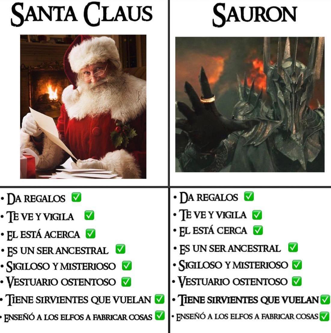 __Imladris__'s tweet image. Santa Claus y Sauron son la misma persona: