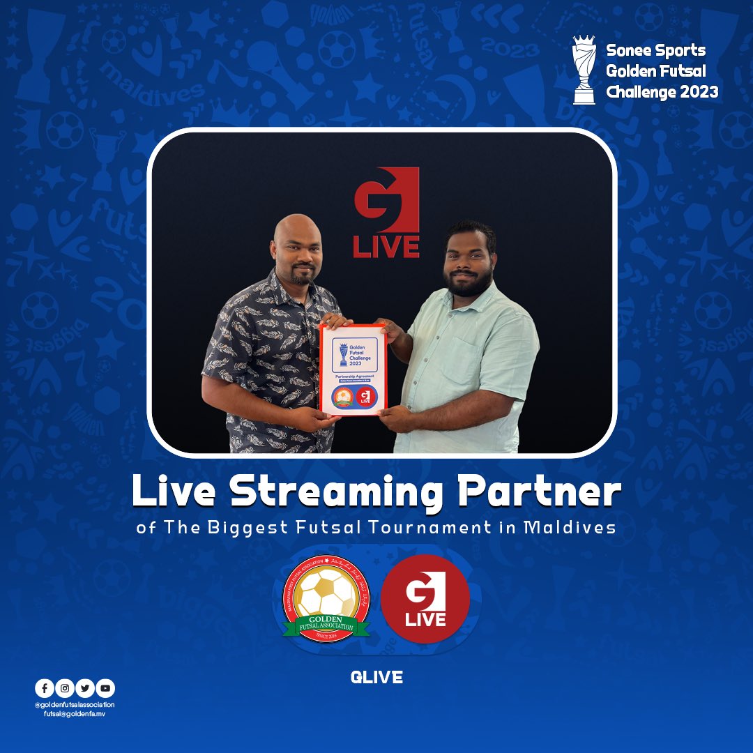 Live Streaming Partner of the Tournament - <a href="/GLivemv/">GLive</a> 

Sonee Sports Golden Futsal Challenge 2023

#SoneeSports #GFC2023 #GoldenFutsalChallenge #SoneeSportsGoldenFutsalChallenge2023 #GoldenFutsalAssociation #Maldives #GLiveMV