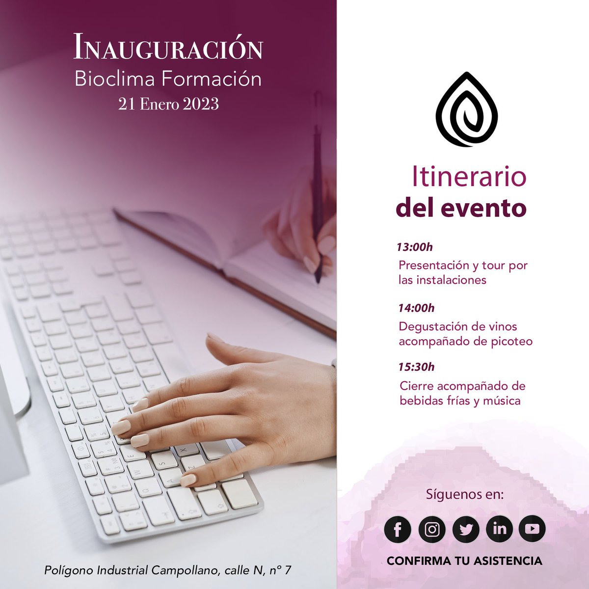 Bioclima_FP's tweet image. Después de meses de esfuerzo, el día 21 de Enero, nuestro sueño se hace realidad. ✨

Desde @Bioclima_FP os invitamos a la gran inauguración de nuestra #academia 

¡Ven a disfrutar del evento y conoce nuestras instalaciones! 😉

#formacionprofesional #certificadoprofesionalidad