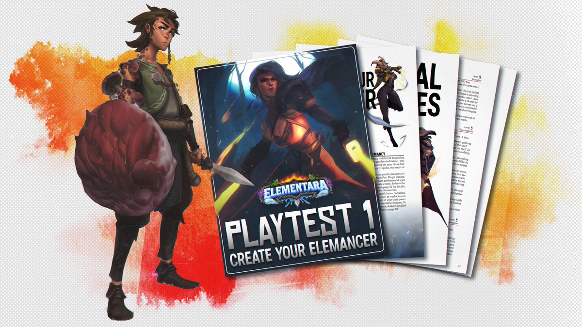 I'm very excited to announce that Elementara's 1st playtest—Create your Elemancer—is here! If you're a Kickstarter backer or have pre-ordered, follow the link below to find out how you can access the PDF. #dnd #elementara kickstarter.com/projects/plust…