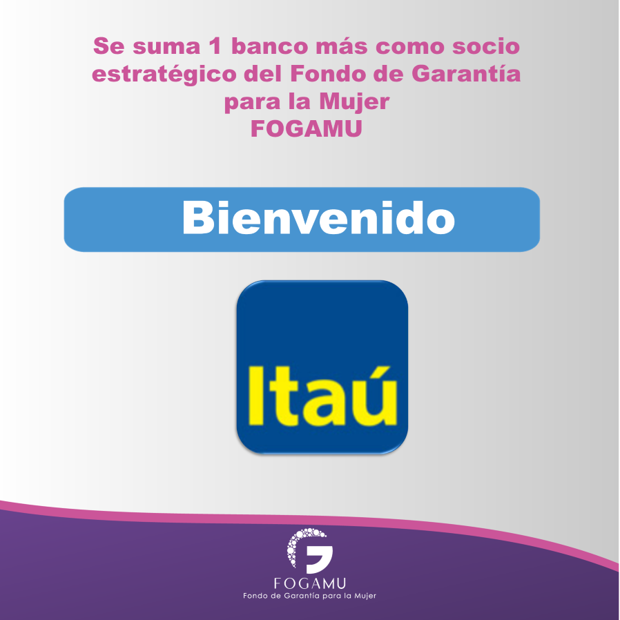 FGarantia's tweet photo. Damos la bienvenida a nuestro socio estratégico @ItauParaguay  que le da el SI al Fondo de Garantía para la Mujer (FOGAMU) administrado por @FGarantia 

¡Ya somos 23!
#fogamu #fondodelamujer #afd #fogapy https://t.co/BB0GZXlWmg