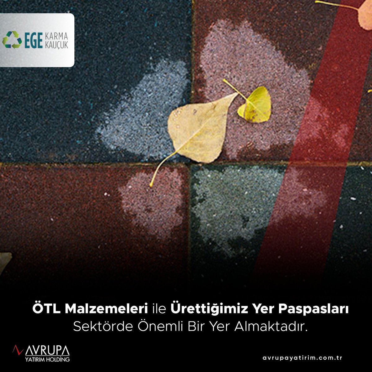 ÖTL(Ömrünü Tamamlamış Lastikler) Malzemeleri ile Ürettiğimiz Yer Paspasları Sektörde Önemli Bir Yer Almaktadır. 

#avrupayatirim #kauçuk #avhol