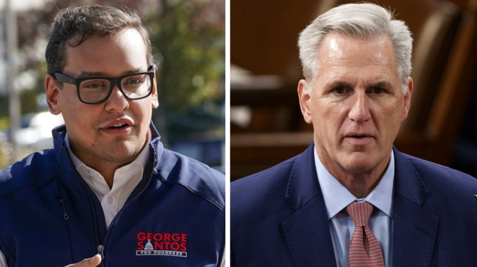 VABVOX's tweet photo. It's almost irrelevant that Nassau County is investigating George Santos. There's no recall vote in NY, Santos has no intention of resigning, McCarthy won't ask him to resign as he needs Santos's support--McCarthy only has a four-vote window on the Speakership. The GOP is broken. https://t.co/KSIUk3x62J