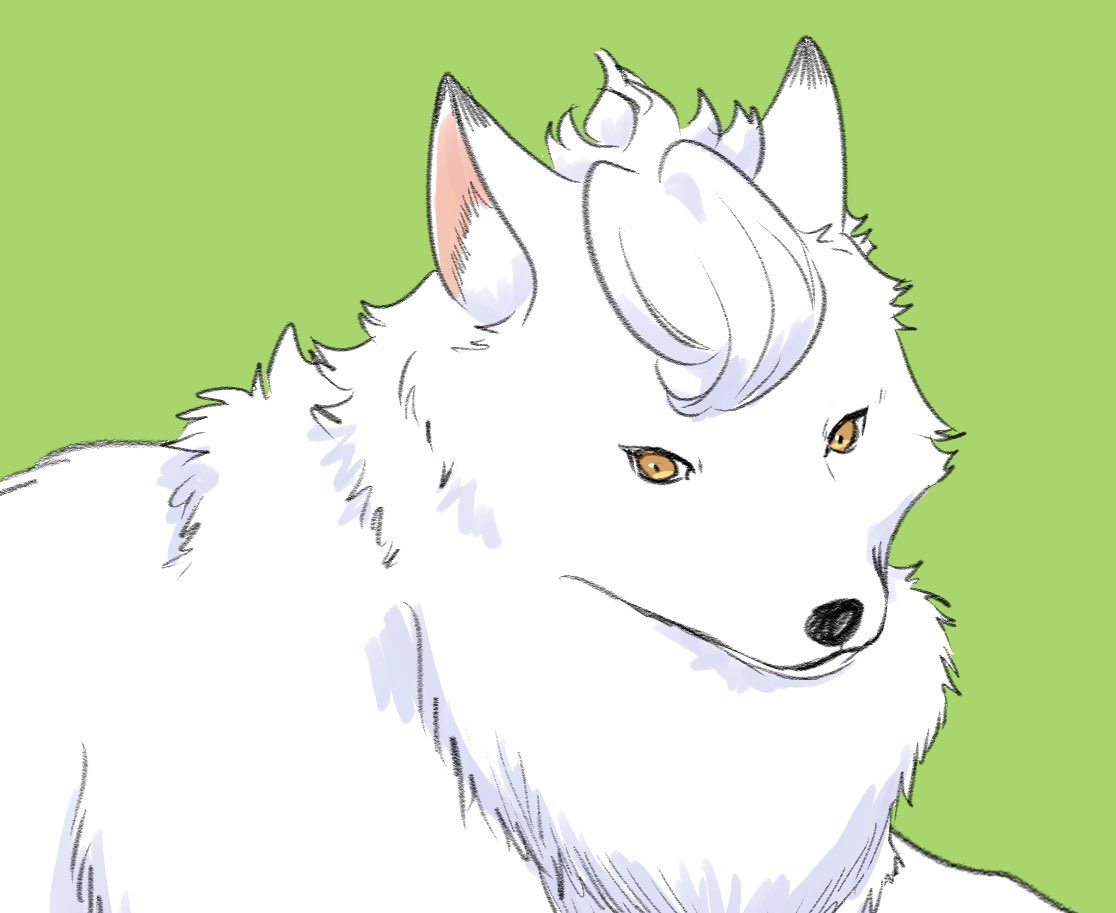 もうデフォルメでしか描けなくなっちゃった狼のすがた 