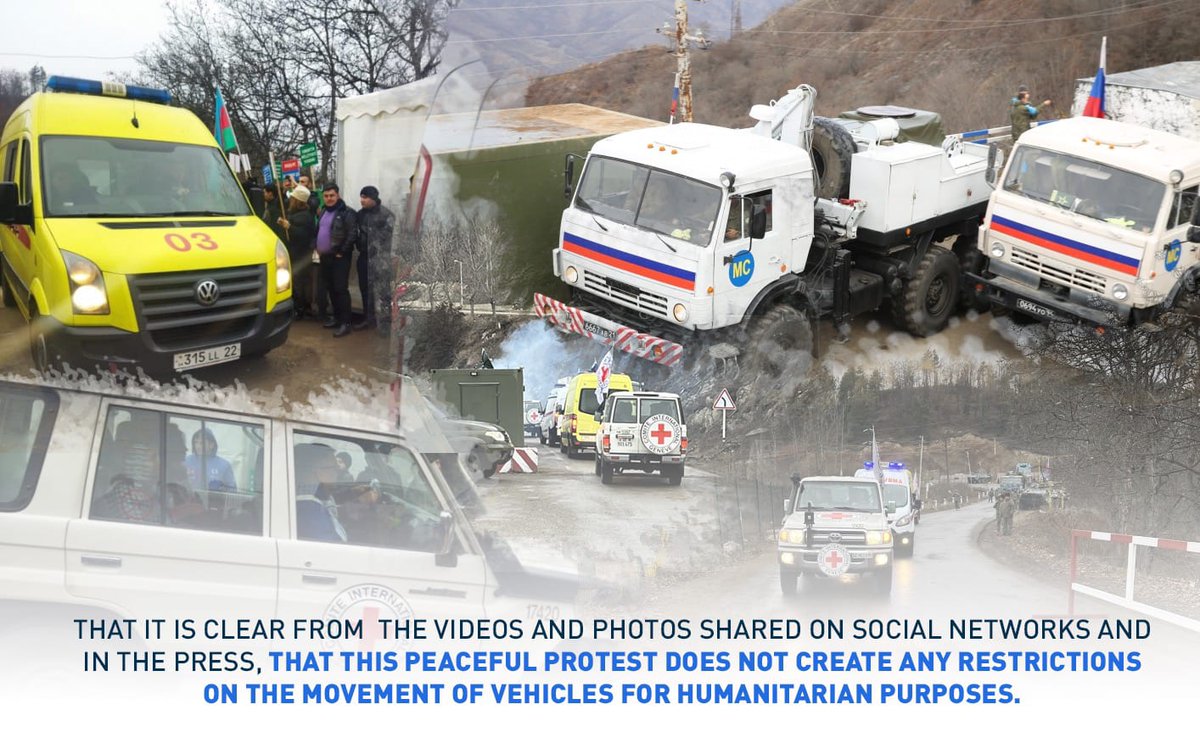 ilham_200424's tweet photo. ⚠️Important statement re: ongoing #peaceful #ecologial #protest on the #Lachin road of #Karabakh in the 🧵 below.
@UN @coe @hrw @UNHumanRights @UNOCHA @UN_HRC @amnesty @ICRC @HumanSecurityCH @CommissionerHR @HRHFoundation @CoE_HRightsRLaw #environnement  #Stopecoterror #ecocide https://t.co/MYgdKaNgP2